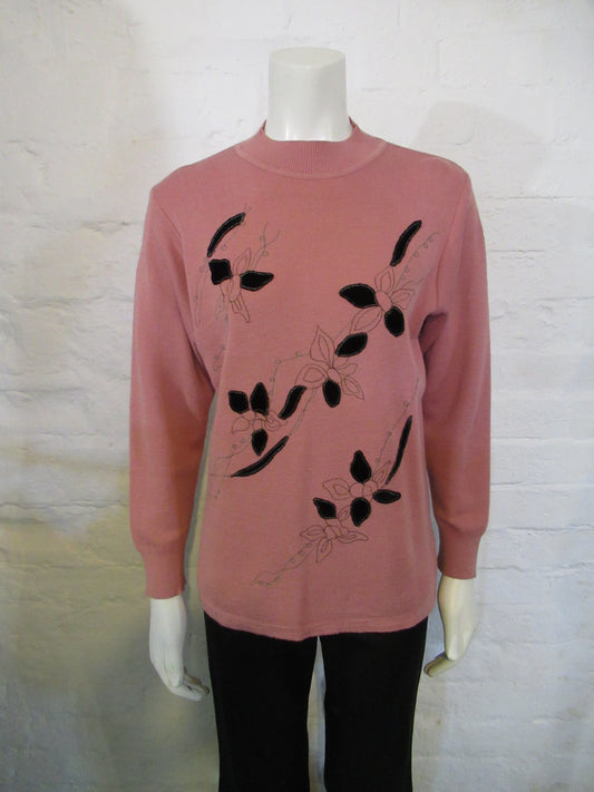 Pink and black print lightweight jumper